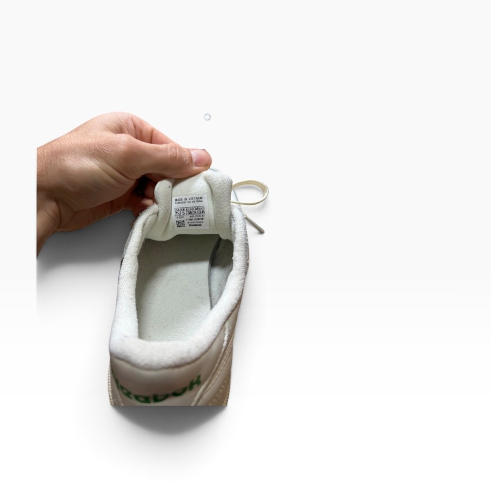 Reebok Classic Club C 85 Chalk White Green Leather Sneakers Women 7.5 BS5242 - Picture 6 of 6